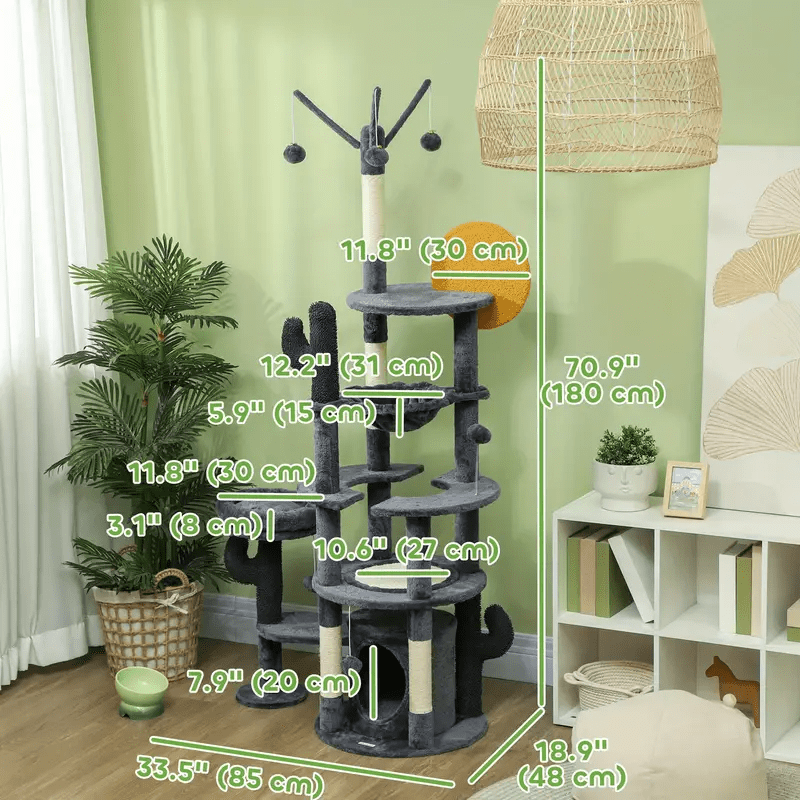 71 - Inch Extra Tall Cat Tree Tower – Multi - Level Cat Condo for Indoor Cats - Cat Tree