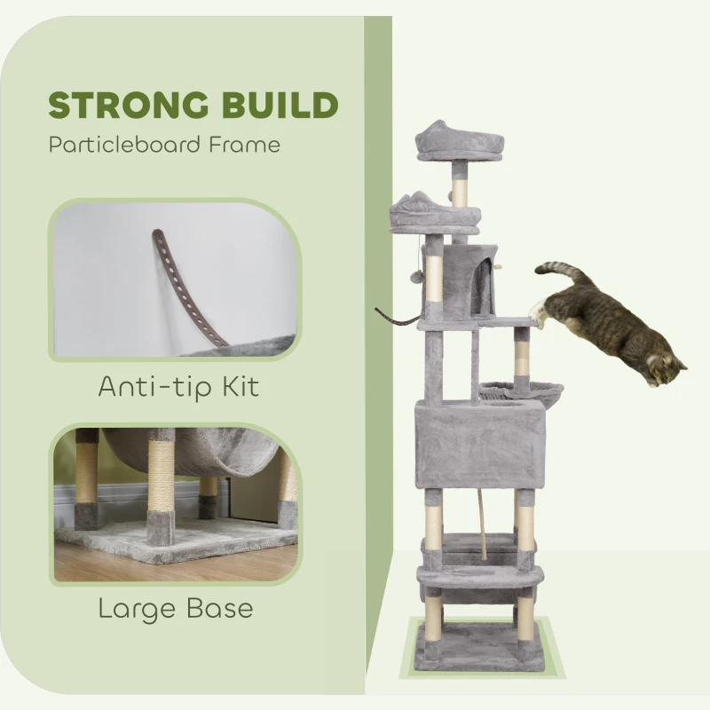 81" Large Cat Tree Tower – Multi-Level Cat Condo w/ Beds, Hammocks, Scratching Posts & Toys