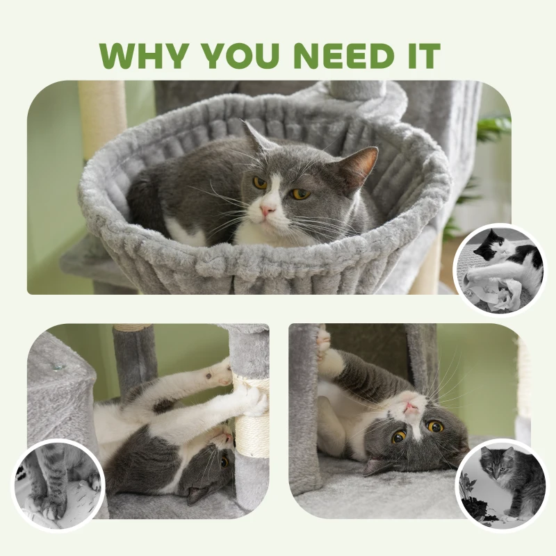 81" Large Cat Tree Tower – Multi-Level Cat Condo w/ Beds, Hammocks, Scratching Posts & Toys