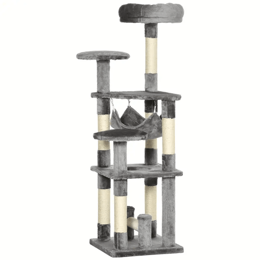 52inch Multi - Level Gray Cat Tree Tower for Large Cats - Cat Tree