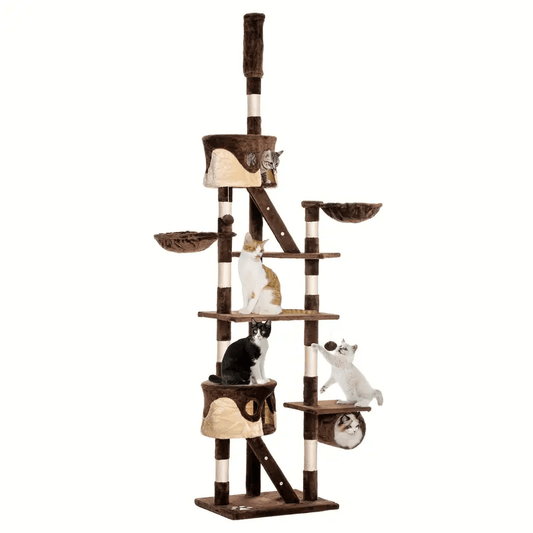 Large Floor - to - Ceiling Cat Tower – Multi - Level Tree for Adult Cats - Cat Tree