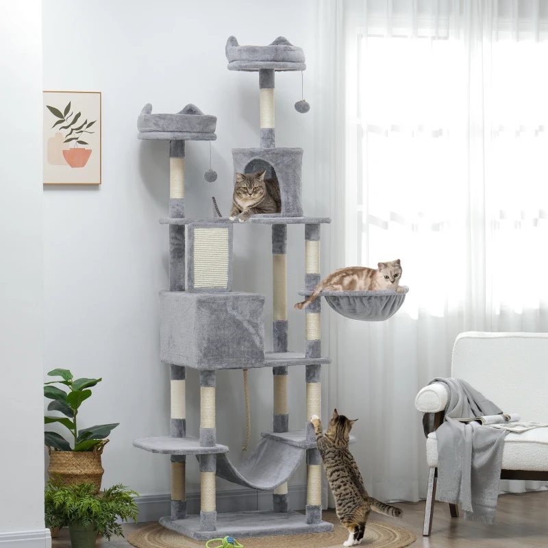 81" Large Cat Tree Tower – Multi-Level Cat Condo w/ Beds, Hammocks, Scratching Posts & Toys
