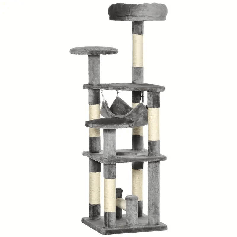 52inch Multi - Level Gray Cat Tree Tower for Large Cats - Cat Tree