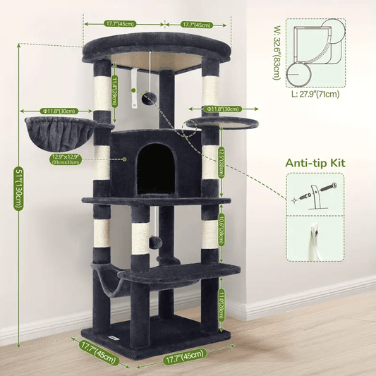 Corner Cat Tree for Large Cats | Cat Furniture for Active Cats - Cat Tree