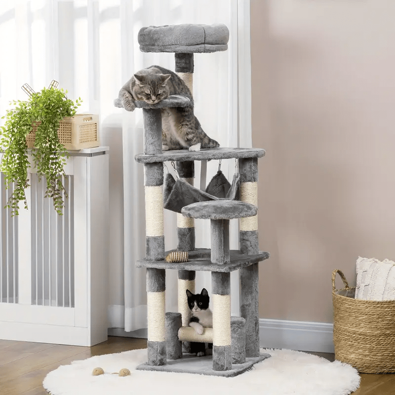52inch Multi - Level Gray Cat Tree Tower for Large Cats - Cat Tree